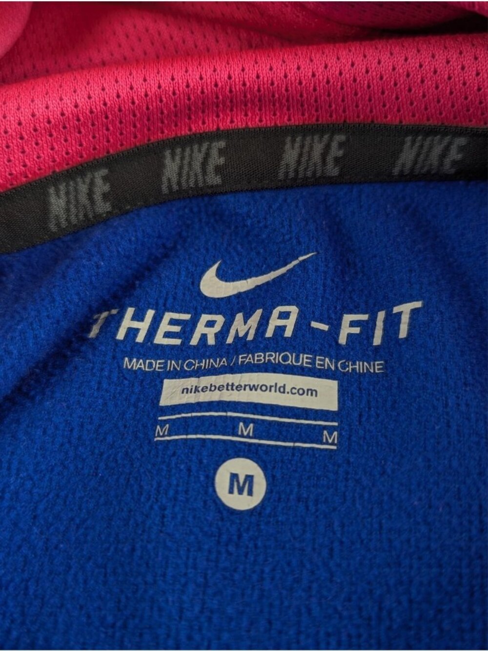 Nike Dri Fit Hoodie Youth Medium Blue Black Magenta Pullover Hooded Sweatshirt - Picture 7 of 10